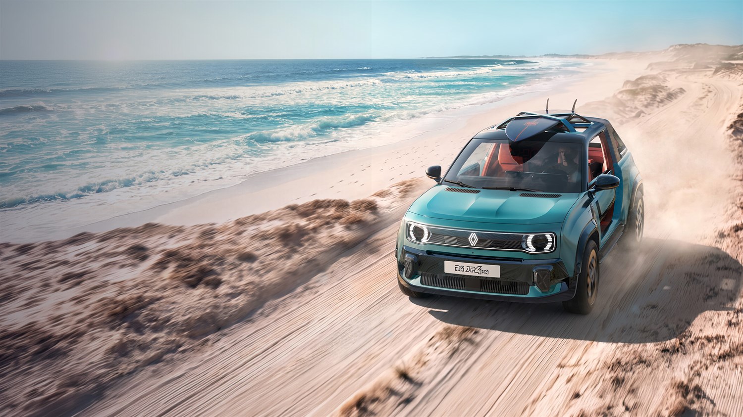 Renault 4 JP4X4 Concept u vožnji pješčanim krajolikom.
