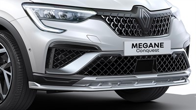 Prednji spojler i maska vozila Megane Conquest full hybrid E-Tech.







