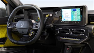 Unutrašnjost vozila Renault 5 s prikazom upravljača i centralnog zaslona

