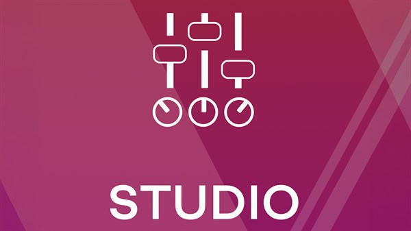 Ljubičasto-ružičasti vizual s ikonom audio miksete i natpisom "STUDIO".