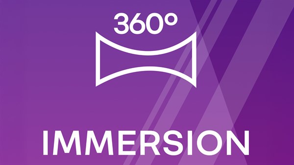 Ljubičasta pozadina s ikonom 360° i natpisom "IMMERSION".