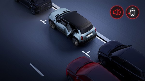 vozilo Renault 4 upozorava na opasnost pri otvaranju vrata zbog nailaska drugog vozila ili biciklista

