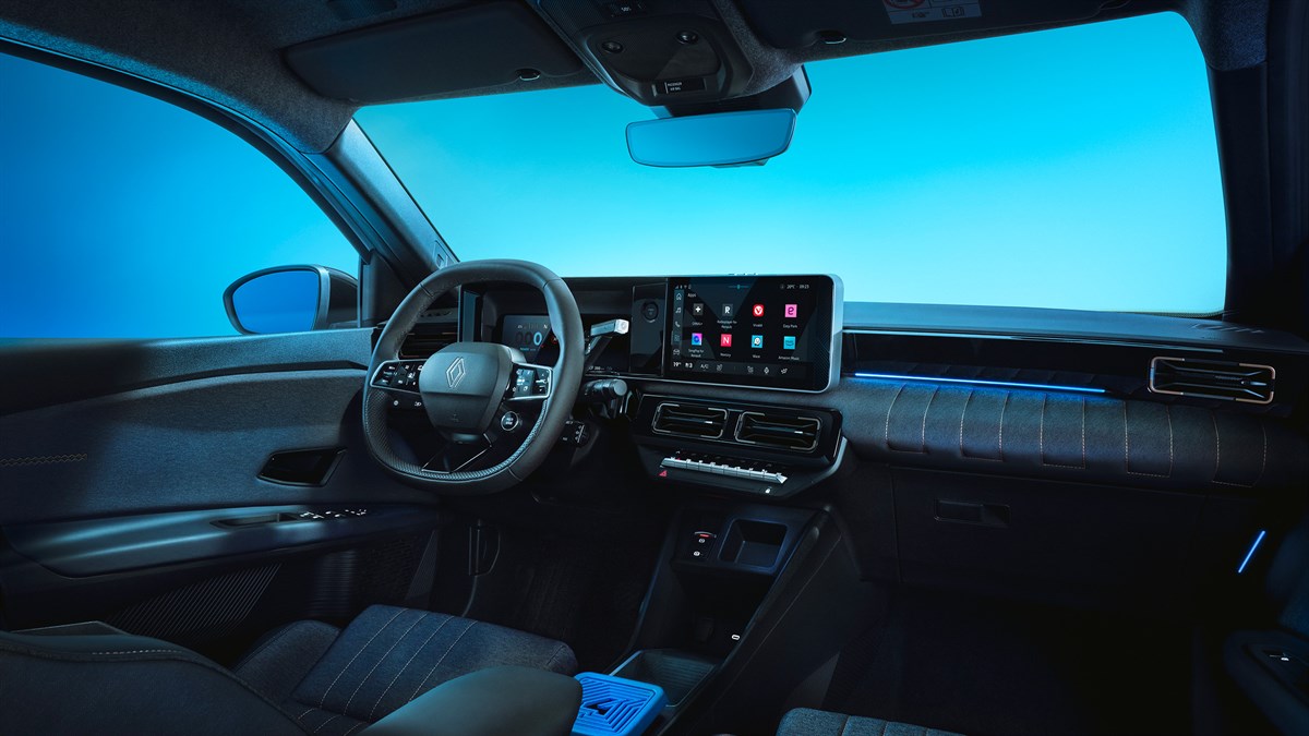 Unutrašnjost vozila Renault 4 E-Tech electric.
