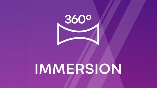 Grafika s natpisom 360° Immersion, označava potpuno uranjajući zvučni doživljaj s efektom okruženosti orkestrom.

