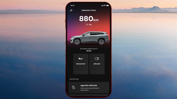 Aplikacija My Renault na pametnom telefonu za daljinsko upravljanje vozilom Espace