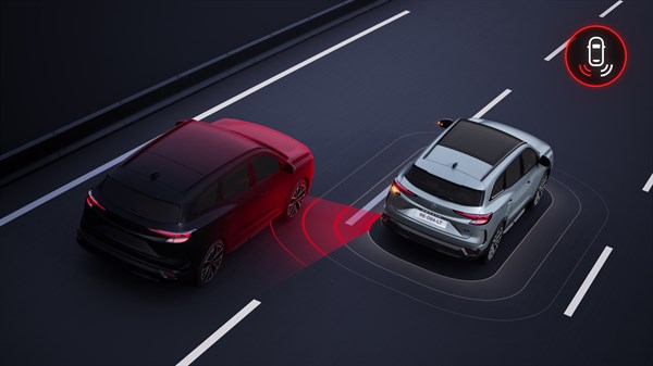Espace full hybrid E-Tech s upozorenjem na mrtvi kut.

