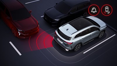 Renault Espace E-Tech full hybrid Upozorenje na promet straga kod vožnje unatrag.


