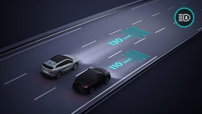 Prilagodljiva LED svjetla na vozilu Espace full hybrid E-Tech.

