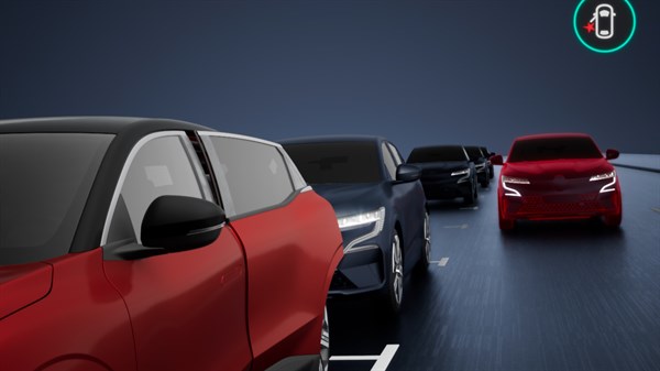 Megane E-Tech electric upozorava na vozila prilikom otvaranja vrata u mirovanju.

