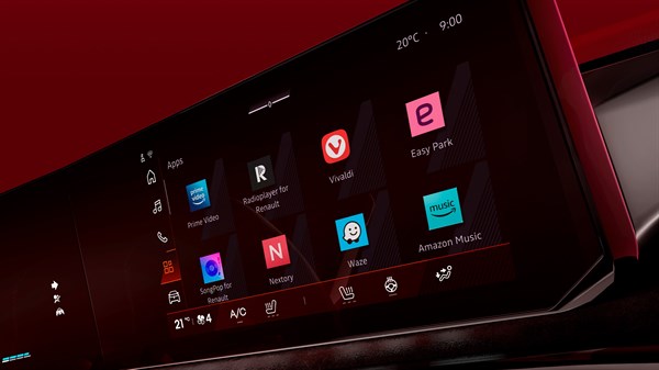 Zaslon u vozilu Renault Clio prikazuje aplikacije unutar openR link sustava.