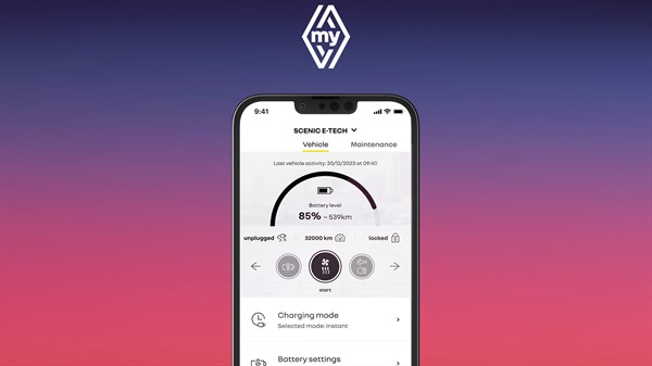 Aplikacija My Renault u vozilu Scenic E-Tech electric.