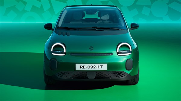 prednji pogled na vozilo Renault Twingo E-Tech electric s LED svjetlima