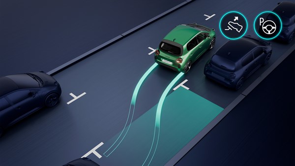 Vozilo Renault Twingo E-Tech electric automatski parkira pomoću sustava parkiranja bez korištenja ruku