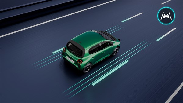 Vozilo Renault Twingo E-Tech electric automatski se zadržava unutar prometne trake tijekom vožnje