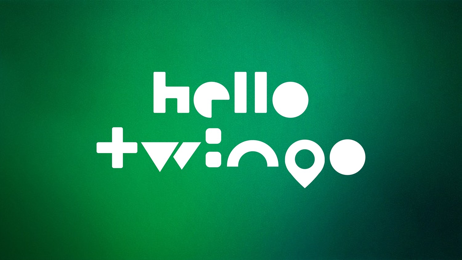 Natpis hello twingo na zelenoj pozadini s grafičkim uzorkom