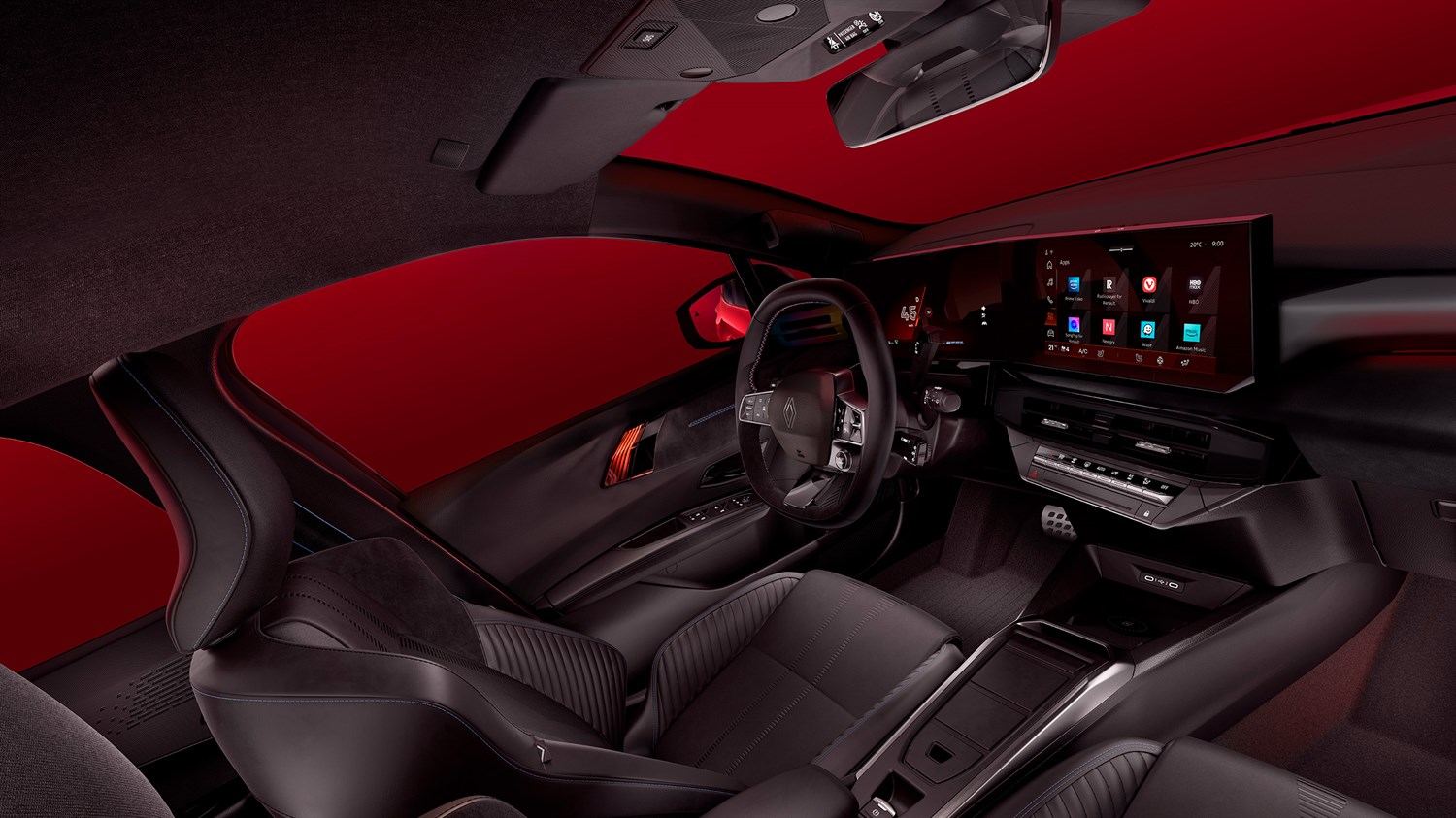 Pogled na unutrašnjost novog Renault Clio vozila s modernim upravljačem, digitalnom instrument pločom i multimedijskim zaslonom osjetljivim na dodir.