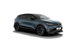 Plavi Megane E-Tech electric prikazan iz prednje lijeve strane.


