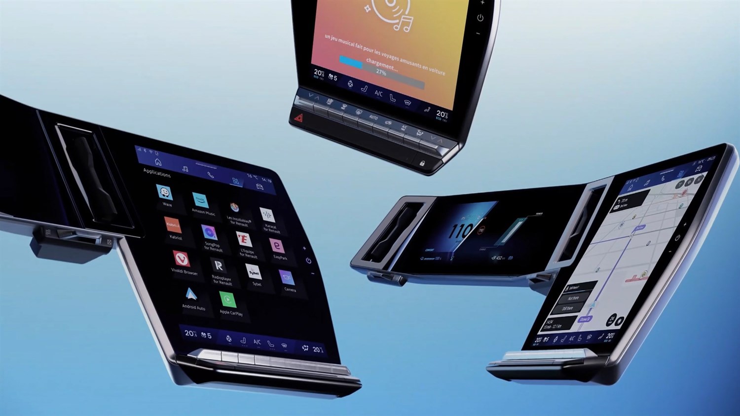 Vozačko okruženje s digitalnom instrumentnom pločom i središnjim ekranom sustava openR link s Google ugrađenim uslugama.