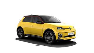 Bijeli Renault Scenic E-Tech electric s crnim krovom, prikazan iz kuta sprijeda na bijeloj pozadini.