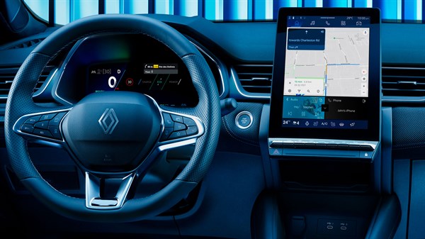 navigacija i aplikacije prikazane na dodirnom zaslonu openR link sustava vozila Renault Symbioz full hybrid E-Tech