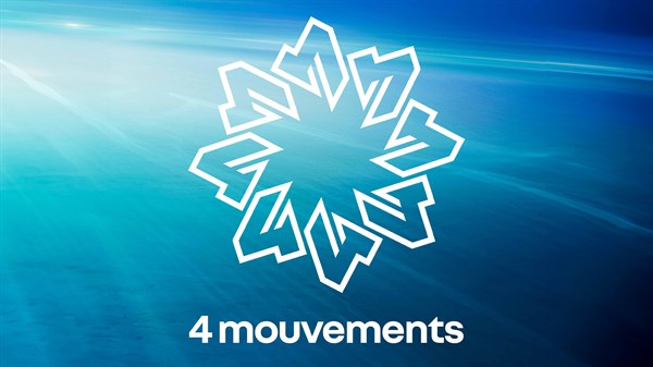 Logo 4 movements na plavoj pozadini.