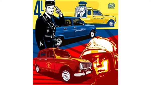 Gregova ilustracija – Renault 4 – services publics