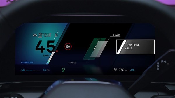 Prikaz instrumentne ploče s aktivnom funkcijom One Pedal