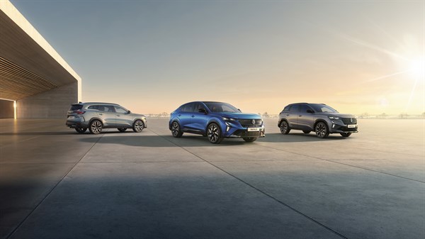 Na sliki su prikazana tri parkirana Renault vozila.